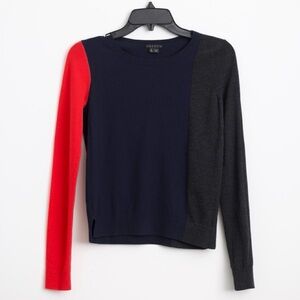 Theory Colorblock Sweater - Red, Navy, and Gray